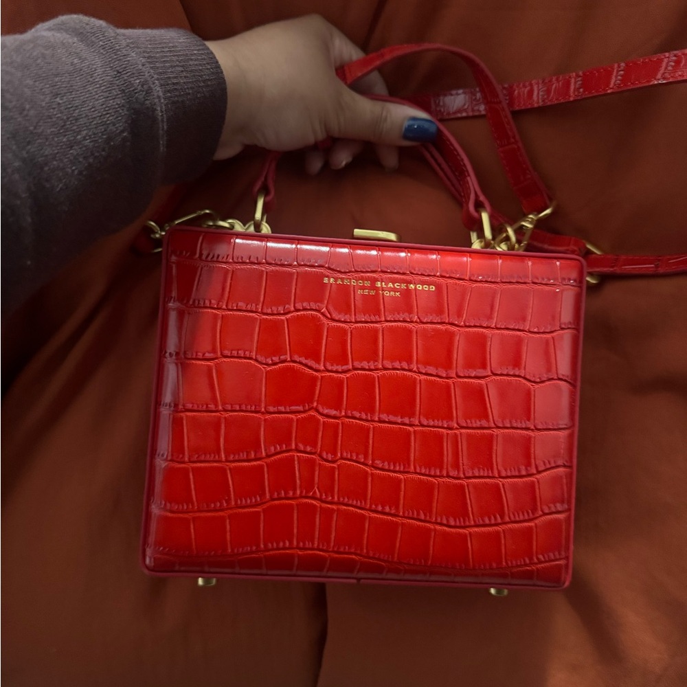 Brandon Blackwood Red Croc-Embossed Bag